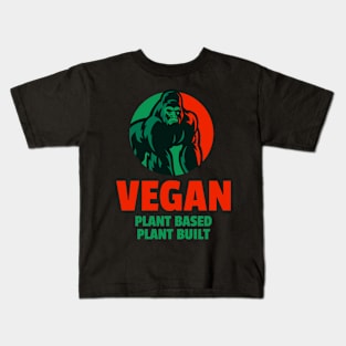 Vegan - Plant Based/Built - Red & Green Kids T-Shirt